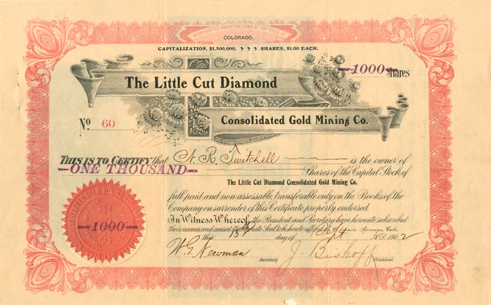 Little Cut Diamond Consolidated Gold Mining Co.